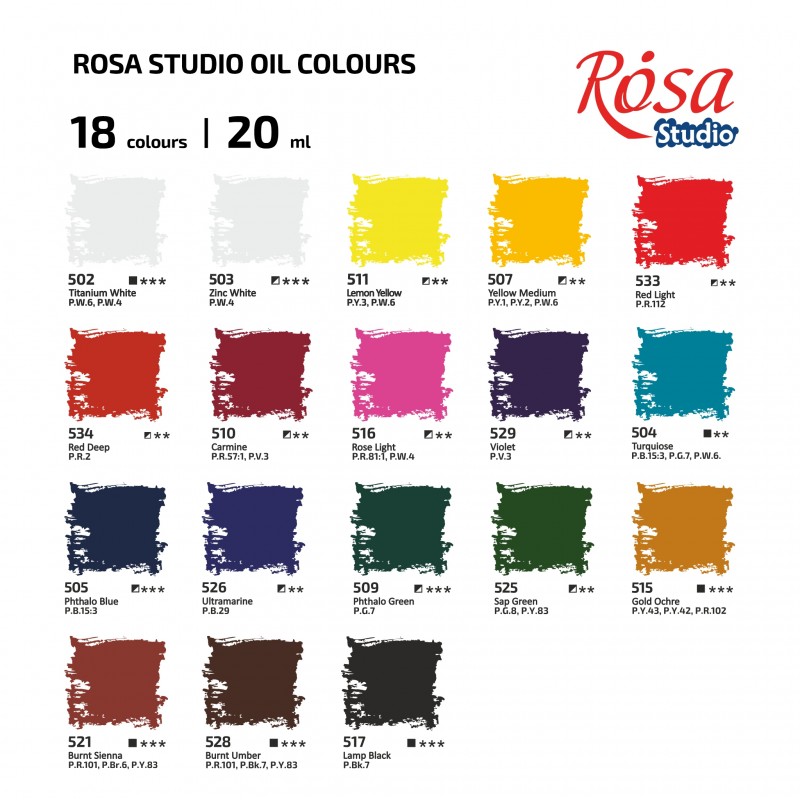 Oil paint set 24*20 ml, ROSA Studio
