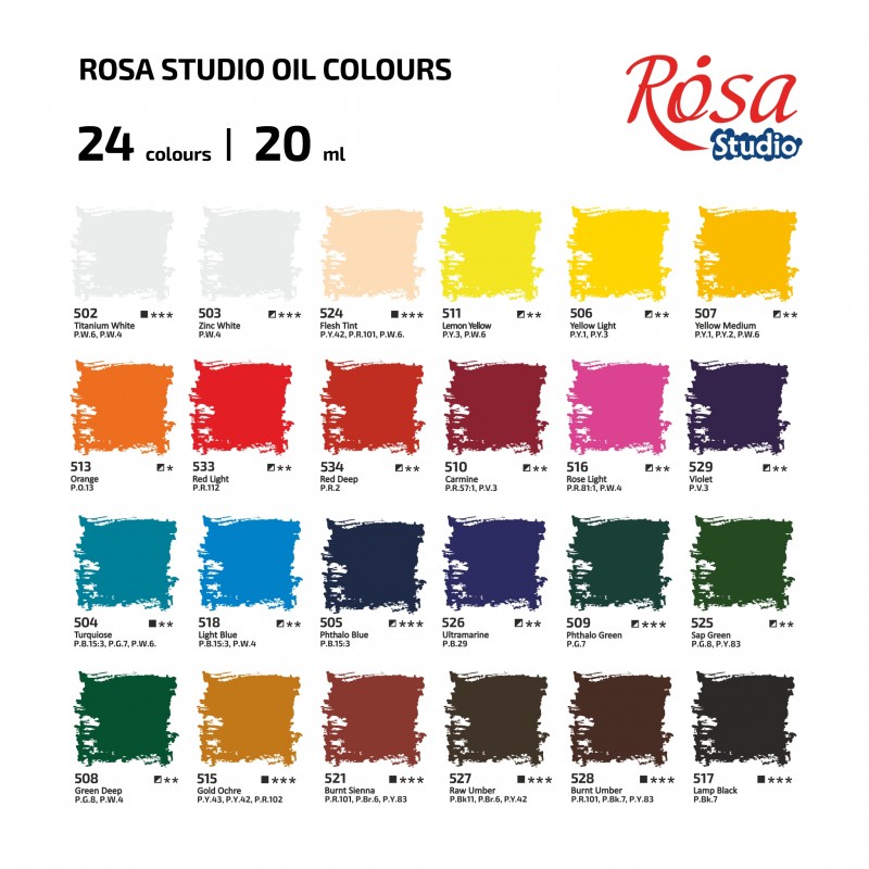 Oil paint set 24*20 ml, ROSA Studio