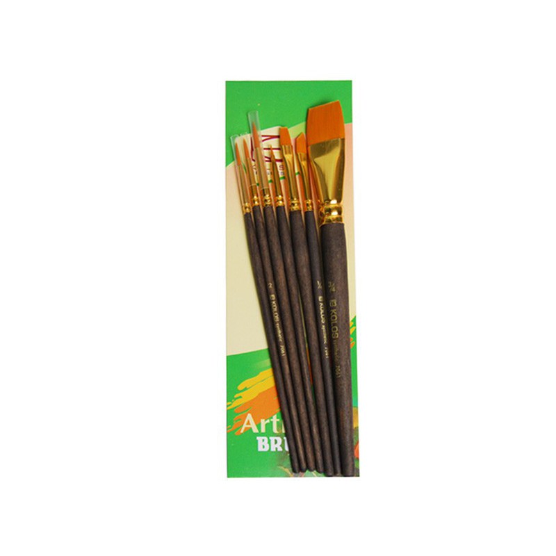 Set of brushes 7061, Synthetic Round/Flat/Angular, 3/3/1pc. KOLOS by ROSA