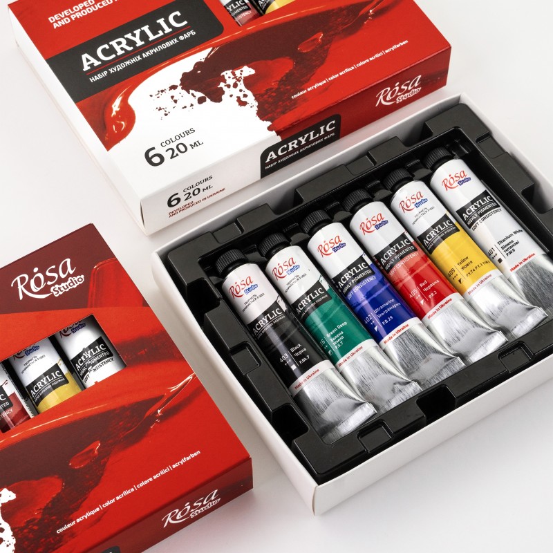 Набір акрилових фарб 6х20мл ROSA Studio