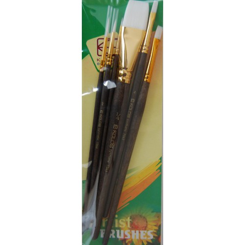 Set of brushes 7063, Synthetic Round/Flat, 3/3pc. KOLOS by ROSA