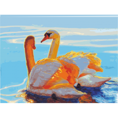„Swans“, Canvas Panel with outline,  30х40, cotton, acrylic, ROSA START