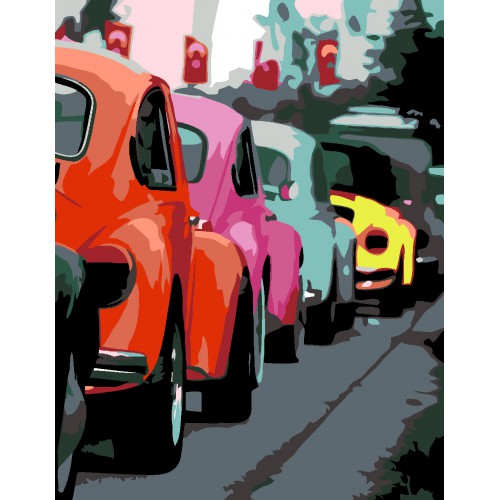„Яскраві ретро автомобілі“, набір-стандарт, картина за номерами, 35х45см, ROSA START