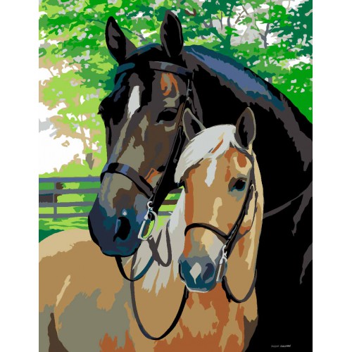 „Horses“, standard Kit, painting by numbers, 35х45cm, ROSA START