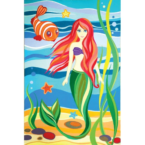 „Little Mermaid“, сardboard with an outline, Fairy-tale characters №8, 20х30, cotton, acrylic , ROSA START