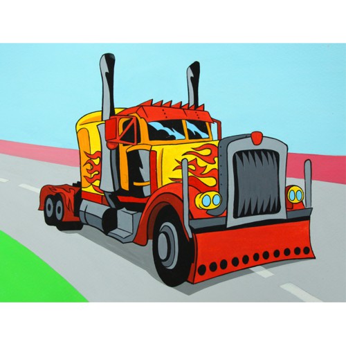 „ Truck“, сardboard with an outline, Cartoons № 30, 20х30, cotton, acrylic , ROSA START