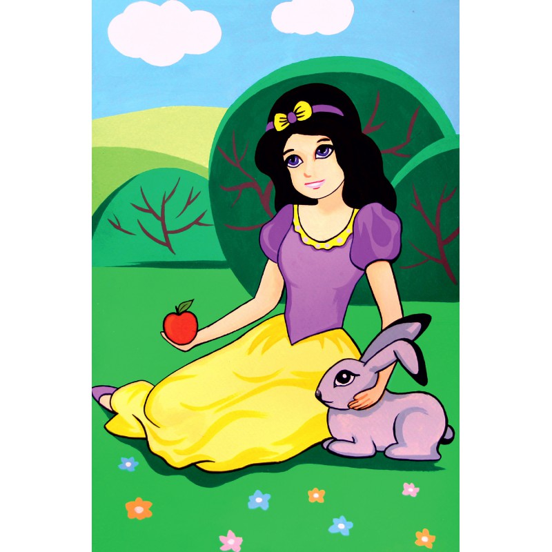 „Snow White“, сardboard with an outline, Fairy-tale characters №1, 20х30, cotton, acrylic , ROSA START