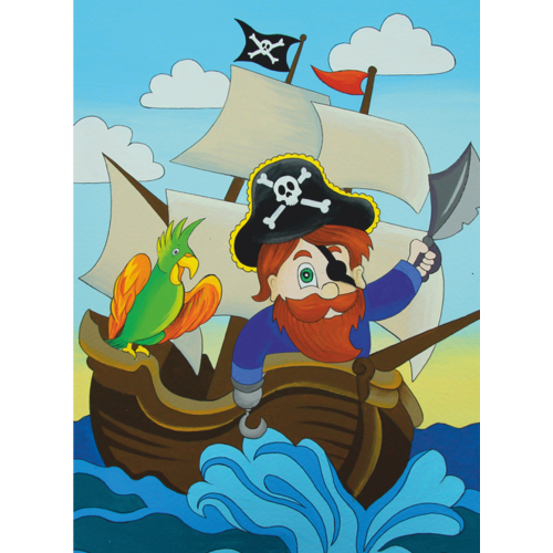 „ Pirate on the Ship“, сardboard with an outline, Cartoons № 31, 20х30, cotton, acrylic , ROSA START