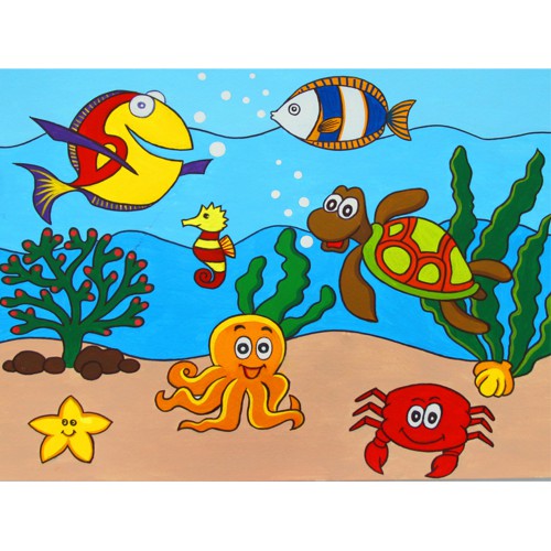 „Sea World“, сardboard with an outline, Cartoons № 26, 20х30, cotton, acrylic , ROSA START