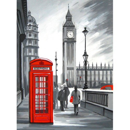 Cities, „London“, canvas Panel with outline, 30х40, cotton, acrylic, ROSA START