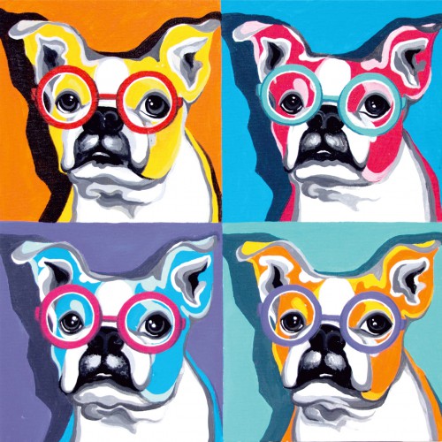 Canvas Panel with outline, "Pop Art Dog", 30x30, cotton, acrylic, ROSA START