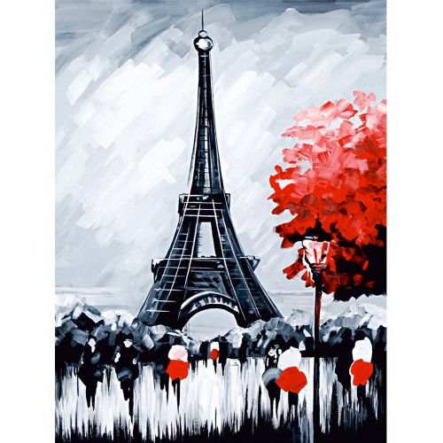 Cities, „Paris (Landscape № 2)“, canvas Panel with outline, 30х40, cotton, acrylic, ROSA START