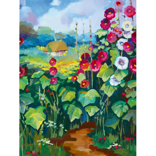 Landscape №17, Canvas Panel with outline, 30х40, cotton, acrylic, ROSA START