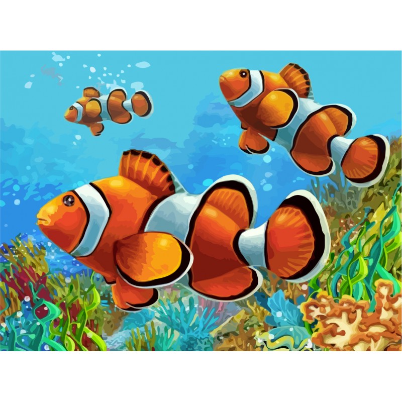 „Коралові рибки“, полотно на картоні з контуром, 30х40, бавовна, акрил, ROSA START