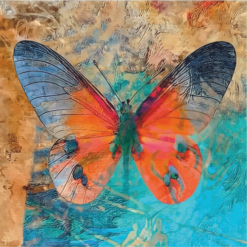„Butterfly 1“, Canvas Panel with outline, 30х30, cotton, acrylic, ROSA START