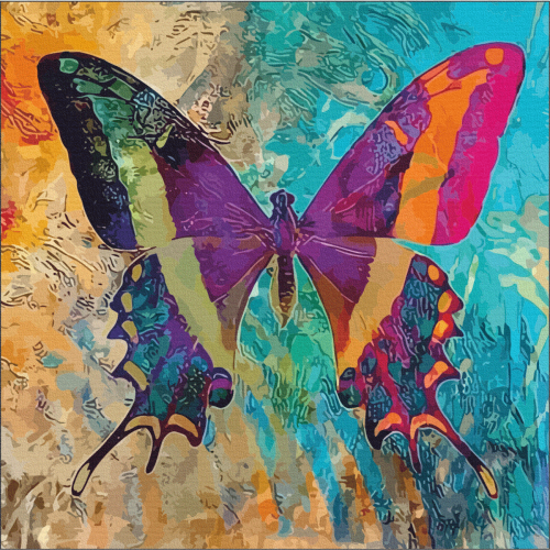 „Butterfly 2“,  полотно на картоні з контуром, 30х30, бавовна, акрил, ROSA START