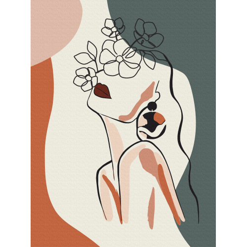 „Floral Girl 3“,  полотно на картоні з контуром, 30х40, бавовна, акрил, ROSA START