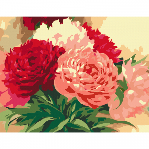 „Peonies Bouquet“, standard Kit, painting by numbers, 35х45cm, ROSA START