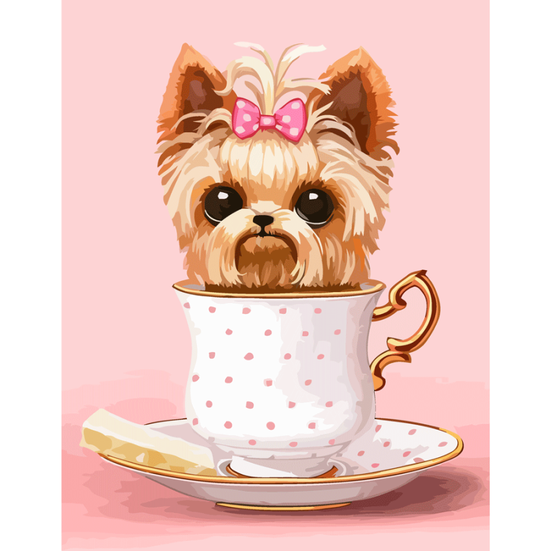 „Cute Dog in a Cup“, kit, painting by numbers, 35х45cm, ROSA START