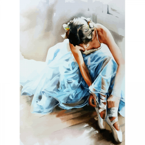 „Blue Dress“, Canvas Panel with outline, 30х40cm, cotton, acrylic, ROSA START