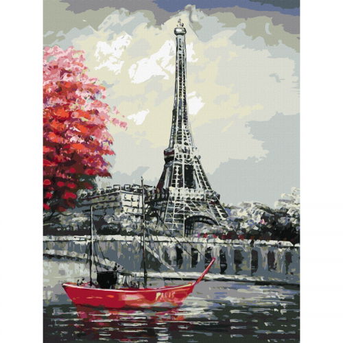 Cities, „Paris 3“, Canvas Panel with outline, 30х40cm, cotton, acrylic, ROSA START