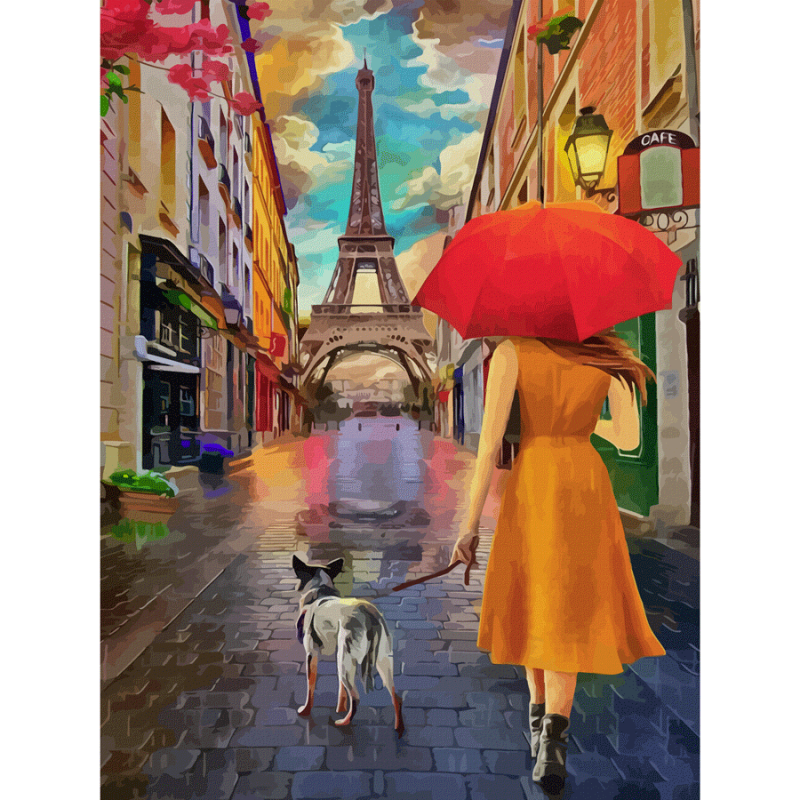 Cities, „Paris 7“, Canvas Panel with outline, 30х40cm, cotton, acrylic, ROSA START