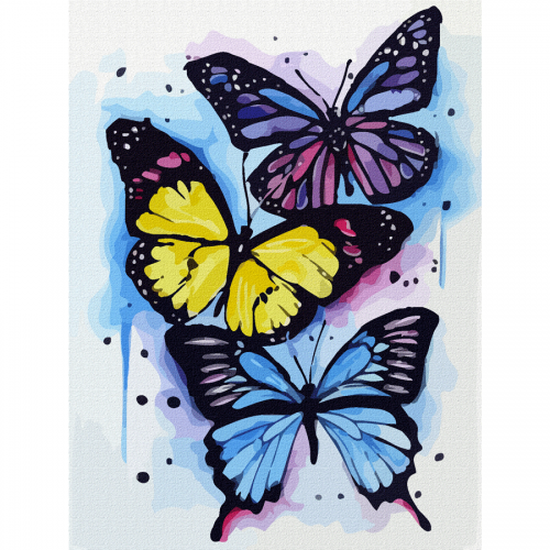 Butterflies №2, Canvas Panel with outline, 30х40cm, cotton, acrylic, ROSA START