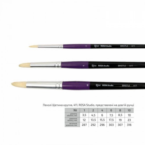 Bristle Flat Brush, 401, Long Handle, ROSA Studio