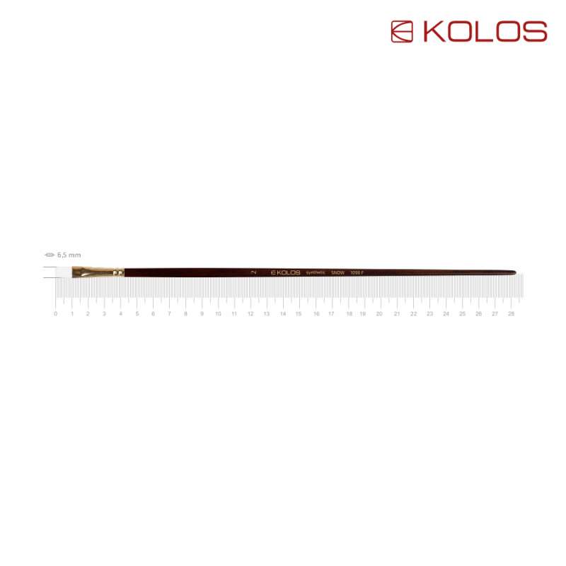 Synthetic Flat Brush, Snow 1098F, Long Handle, KOLOS by ROSA