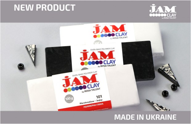 New size of black and white polymer clay JAM CLAY by ROSA Talent