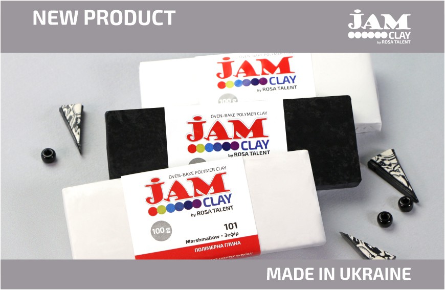 New size of black and white polymer clay JAM CLAY by ROSA TALENT
