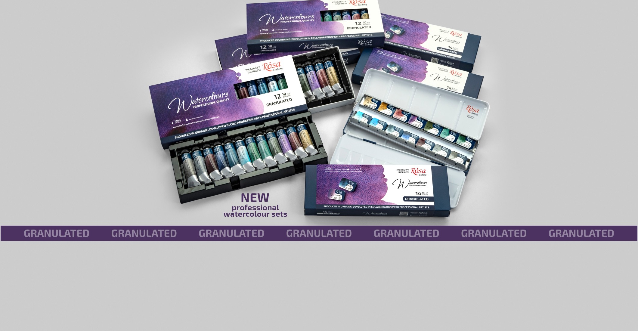 New GRANULATED watercolour sets by ROSA Gallery available in tubes and pans