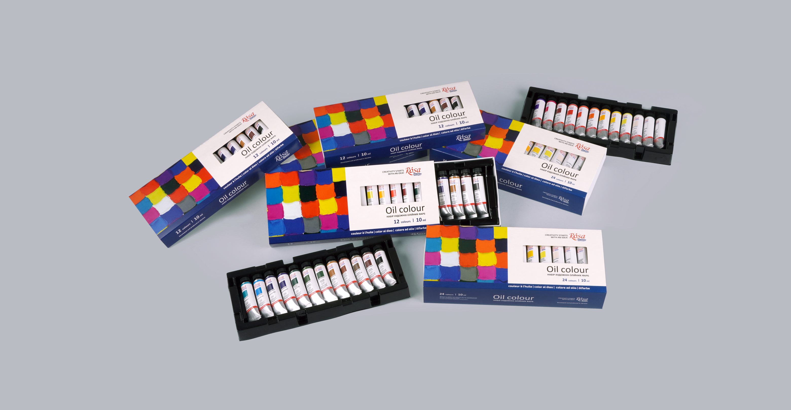  The sets of oil paints 12  and 24  colours from ROSA Studio for the first time in 10 ml tubes