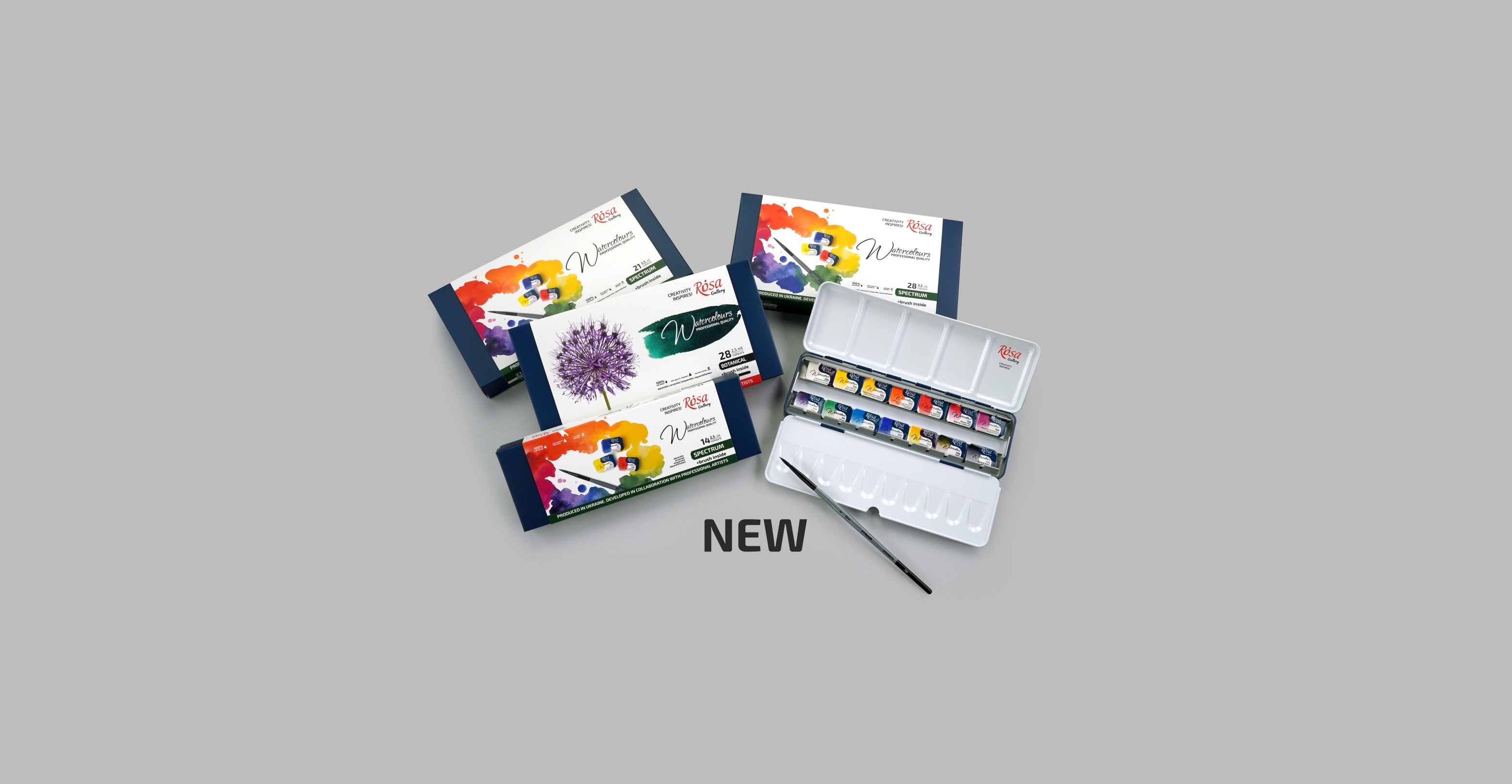 Sets of professional ROSA Gallery watercolours in pans with brush !