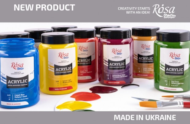 10 нових кольорів акрилових фарб ROSA Studio доступні в більших обємах