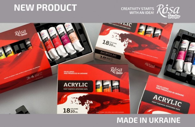 New sets of ROSA Studio acrylic paints for 18 and 24 colours 