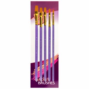 Synthetic Flat Brush Set, 5 pcs, KOLOS by ROSA