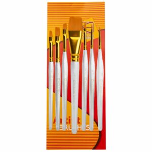 Synthetic Brush Set 7016: Round, Flat, Angular, Oval, 7 pcs, KOLOS by ROSA