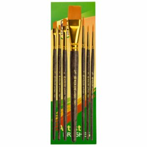 Synthetic Brush Set 7061: Round, Flat, Angular, 7 pcs, KOLOS by ROSA