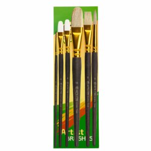 Synthetic Brush Set 7068: Round, Flat, Oval, 5 pcs, KOLOS by ROSA