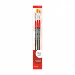 Set of brushes 2, Synthetic, 3pc., Flat №8, 12, Round №2, Long Handle, ROSA Studio