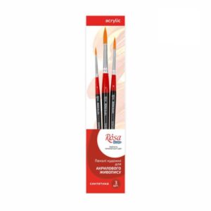 Set of brushes 5, Synthetic, 3pc., Round №1,4,7, Short Handle, ROSA Studio
