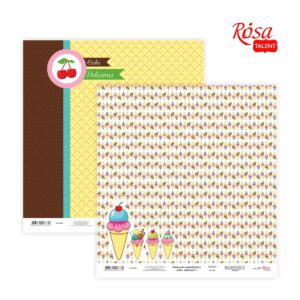 Скрап папір „Cake delicious“ 30,48x30,48см, 200г / м2 ТМ ROSA TALENT