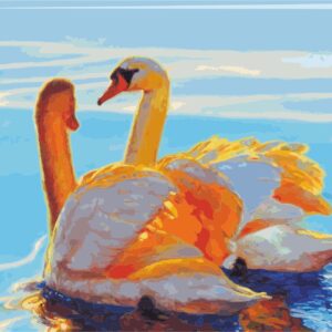 „Swans“, Canvas Panel with outline,  30х40, cotton, acrylic, ROSA START
