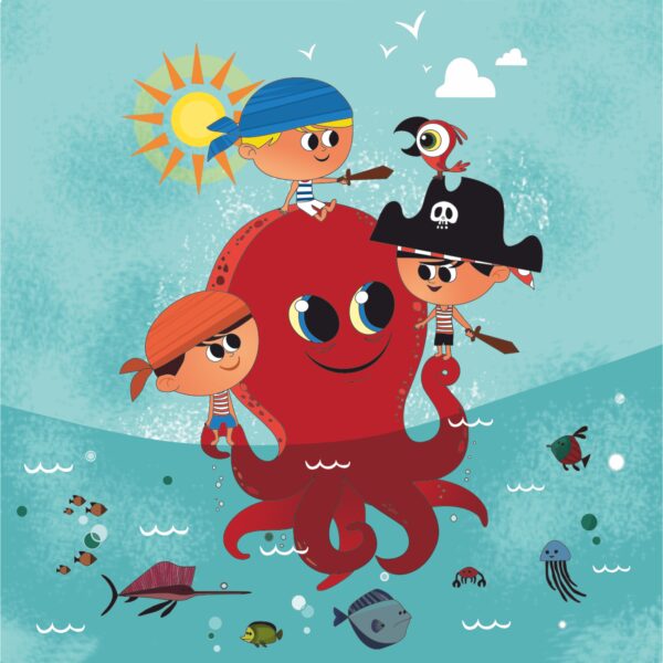 „Sea Adventures“, Canvas Panel with outline, 20х20cm, cotton, acrylic, ROSA START