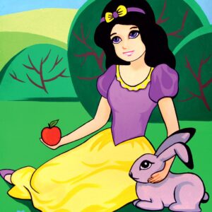 „Snow White“, сardboard with an outline, Fairy-tale characters №1, 20х30, cotton, acrylic , ROSA START