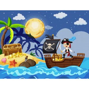 „Treasure Island“, Canvas Panel with outline, 20х30cm, cotton, acrylic, ROSA START