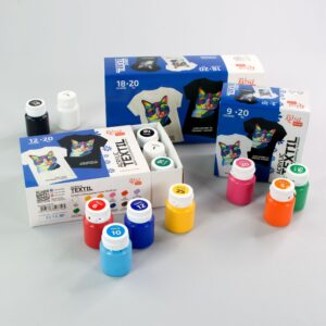 Set of acrylic paints for textile CAT 18col. 20ml ROSA TALENT
