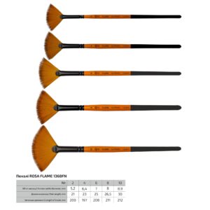 Synthetic Fan Brush, FLAME 1368FN, Short Handle, ROSA