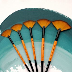 Synthetic Fan Brush, FLAME 1368FN, Short Handle, ROSA